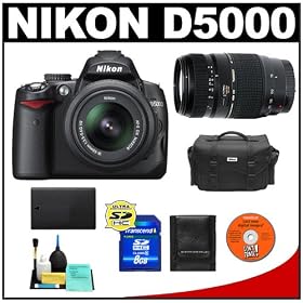Nikon D5000 Digital SLR Camera w/ 18-55mm VR Lens + Tamron 70-300mm Zoom Lens + 8GB Memory Card + Spare EN-EL9 Battery + Case + Cameta Bonus Accessory Kit