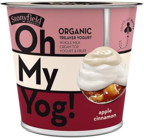 Stonyfield Oh My Yog Organic Apple Cinnamon Trilayer Yogurt, 6 Ounce -- 12 per case.