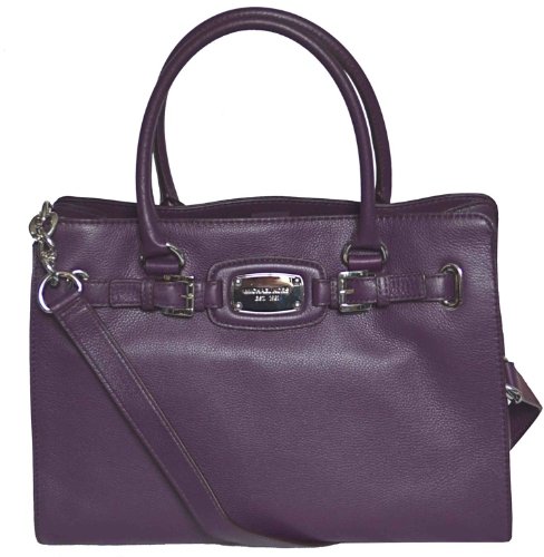 Michael Kors Purple Leather Hamilton Large EW Tote Handbag Shoulder Bag