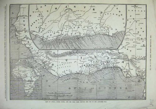 1873 MAPS AFRICA UPPER GUINEA GOLD COAST ASHANTEE WAR
