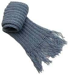 Handmade Chunky Scarf - 100% Knitted By Hand in Blue-gray (Men/women)