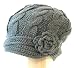 Super soft and cute Hand knitted Cab Driver Newsboy hat with 1 inch short soft visor with side flower embellishment