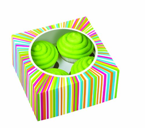Wilton 415-0814 3-Pack 4 Cavity Color Wheel Cupcake Box