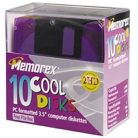 Memorex MF2HD 3.5" PC-Formatted High-Density Floppy Disks with File Box (Colors, 10-Pack)