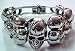 Huge Evil Skulls Chrome Bangle Bracelet Goth Punk