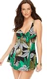 Avenue Plus Size Bow Front Swim Dress with Control
