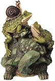 Frog on Turtle w/ Snail Collectible Garden Decoration Figurine Statue