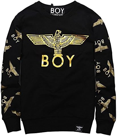 BOY Eagle Pullover Sweatshirts Men Sweater Jacket Casual Long Sleeve Gold Large