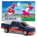 MLB Baseball 1 - 87 Scale Ford F-150 Diecast Truck with Team Mascot Sticker - Indians