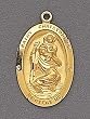 Gold Religious Saint Christopher Pendant Necklace 18"