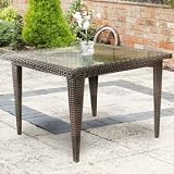 4 Seat Square All Weather Rattan Garden Dining Table in Brown