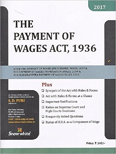 Bare Act of The Payment of Wages Act, 1936 by Adv. S. D. Puri, 2017 Edition 