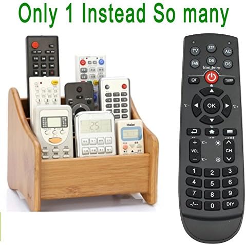 Tasogo 6in 1 Universal Remote Control General Learning Smart DIY Controller For Apple TV,Samsung,VCR,SAT,Air Conditioning,HDTV,Set-Top Box,SLR,Fan,Projector