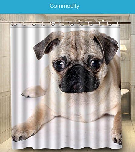 New Fashion Animals Pug Dog My Cute Funny Friend Big Love Printed Size 160cmx180cm 100% Waterproof &amp; Mouldproof Polyester Shower Curtain w160-13