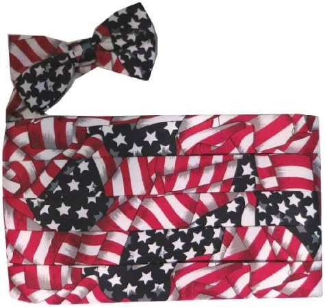 Cardi Collection Waving Flag Cummerbund and Bow Tie Set
