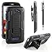 Alcatel One Touch Fierce 2 Case, RANZ&reg; Black Rugged Impact Armor Hybrid Kickstand Cover with Belt Clip Holster Case For Alcatel One Touch Fierce 2 / Alcatel 7040T (T-Mobile) with Touch Stylus