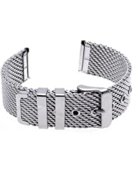 20mm Unisex Thick Mesh Steel Watch Band Strap Bracelet Pin Buckle Silver Fashion