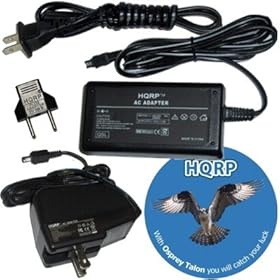 HQRP Kit (Desk + Wall) AC Adapter / Charger compatible with Sony HandyCam HDR-SR10 HDR-SR10D HDR-SR11 Camcorder with USA Cord & Euro Plug Adapter, Coaster