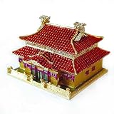 Chinese Palace Box Swarovski Crystals 24K Gold Jewelry, Keepsake or Pill Box Figurine