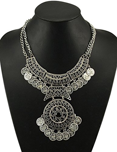 OVERMAL Women Bohemian Festival Jewelry Double Chain Coin Statement Necklace
