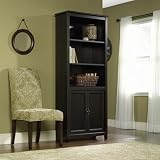Edge Water Bookcase with Doors Estate Black Finish