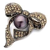 Pugster Gold Bowknot November Birthstone Topaz Crystal Purple Pearl Brooches Pins