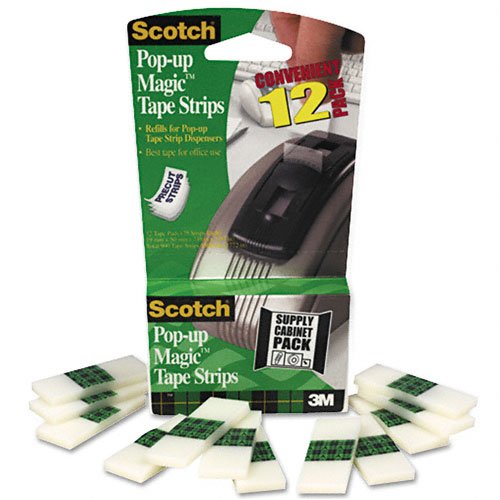 Scotch : Pop-Up Magic 3/4 Tape Strip Refill, Value Pack, 2 Core, Clear, 75/pad 12/Pack -:- Sold as 2 Packs of - 12 - / - Total of 24 Each
