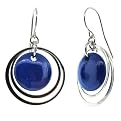 Double Circle Lapis Earrings - Blue