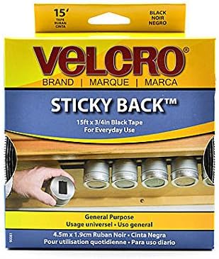 Wholesale CASE of 10 - VELCRO Brand Sticky Back Hook-and-Loop Tape-Hook and Loop Tape Roll, Sticky Back, 3/4"x15', Black