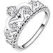 BOHG Jewelry Womens 925 Sterling Silver Plated Cubic Zirconia CZ Princess Crown Tiara Ring Wedding Band Size 4