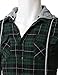 Doublju Men's Long Sleeve Casual Hood Zip-up Inner Color Blocked Check Shirt