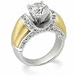 14K Two-Tone Gold Diamond Engagement Ring Semimount - CENTER STONE NOT INCLUDED - 0.30 Ct.