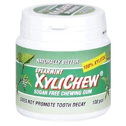 Naturally Better Spearmint Xylichew, Sugar Free Chewing Gum, 100-Piece Canisters (Pack of 2)