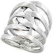 Sterling Silver Hand Made Freeform Wire Wrap Ring, 15/16 (24mm) wide