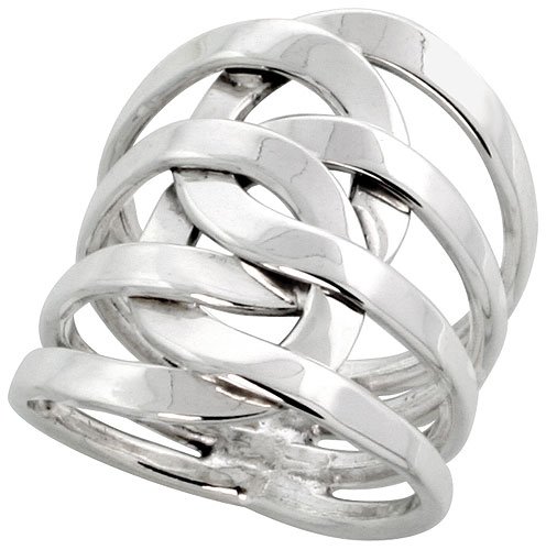 SterlingSilverHandMadeFreeformWireWrapRing,15/16