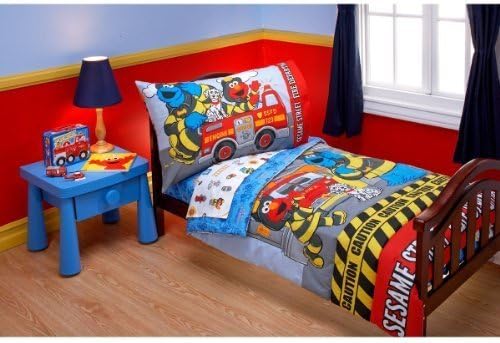Sesame Street Toddler Bedding Set Elmo Fire Department Bed by Crown Crafts Infant Products