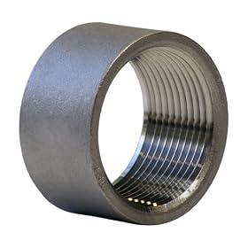Merit Brass K411H-08 Half Coupling, 1/2" NPT Female X Plain, Class 150 304 Stainless Steel Cast Pipe Fitting
