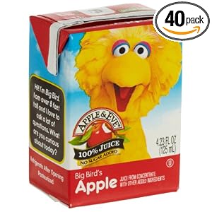 Apple and Eve Juice, Big Bird's Apple, 4.23-Ounce Aseptic Boxes (Pack of 40) by Apple & Eve