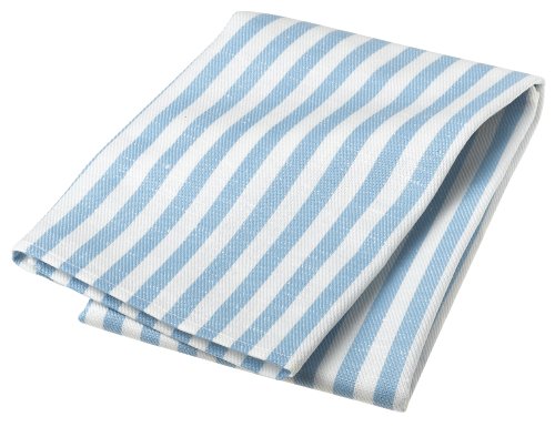 Domestique Linen/Cotton Narrow Stripe Set of 3 Kitchen Towels, Ocean