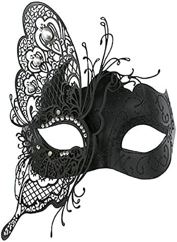 AoLice Black Pearl Women Mask Hair Mask Butterfly Masquerade Mask Halloween Party Mask