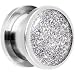 2 Gauge- Steel Diamond Dust Glitter Screw Fit Plug