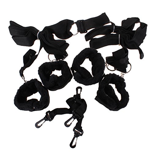 Zcarge On the Bed Restraint System SEX Bondage Kit with Soft Faux Fur Lined Cuffs Fetish Fun SM Tool TM Flirting Kit Set for Men and Women
