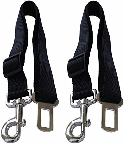 Dog Car seat Belt, Omgar Adjustable Pet Dog Cat Car Seat Belt Safety Leads Vehicle Seatbelt Harness, Set of 2 (Black)