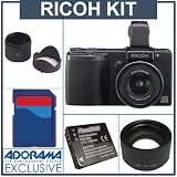 Ricoh Caplio GX200 Viewfinder Deluxe Kit with TC-1 135mm Tele Conversion Lens, HA-2 Hood with Adapter, Spare Battery, 4GB SD Card