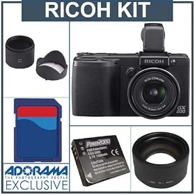 Ricoh Caplio GX200 Viewfinder Deluxe Kit with TC-1 135mm Tele Conversion Lens, HA-2 Hood with Adapter, Spare Battery, 4GB SD Card
