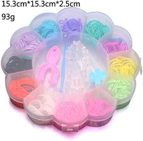 Creative Colorful Loom Band Kit ... Loom Tool, 12 Multi-color Band + Clips with the Flower Box