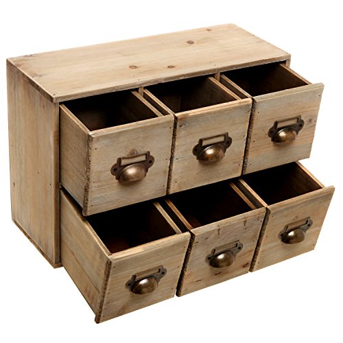 Vintage Style Wood 6 Drawer Box Decorative Organizer Desk