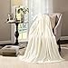 HYSEAS Flannel Fleece Throw Blanket Ivory - Super Soft Plush Microfiber Solid Blanket for Couch, Bed, Chair, Sofa - Fuzzy Cozy Lightweight - 50x60 Inch