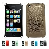 Apple iPhone 3G 3Gs 8GB 16GB 32GB REPTILE Slim Fit Leather Back Case Skin Cover+ Free Screen Protector