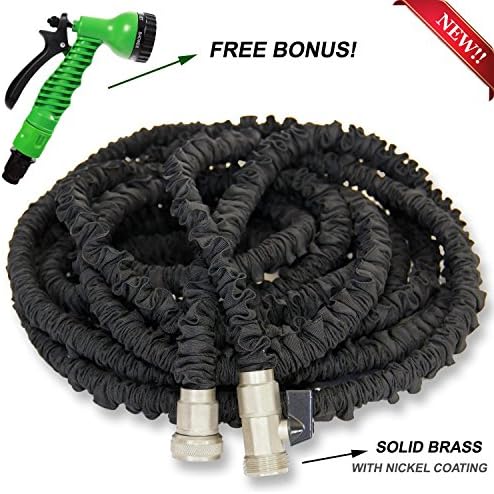 2016 NEWEST 50 ft Heavy Duty Expandable Garden Hose - Designed for Garden Watering, Car/Pet Washing - Premium Exterior, Solid Brass Ends, High Pressure Resistant, 7 Spraying Patterns